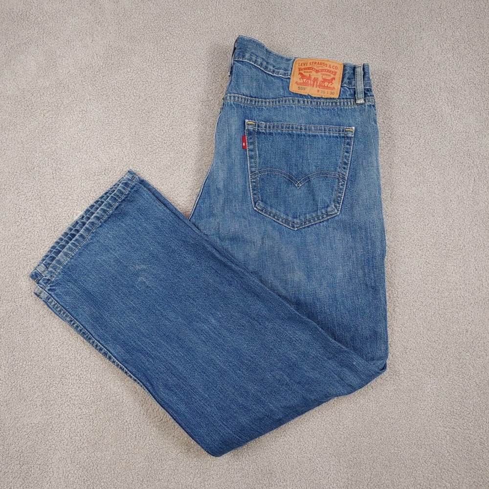 2012 Levi 559 Relaxed Straight Jeans - Men 38x29 Blue Vintage Y2K Denim - USED